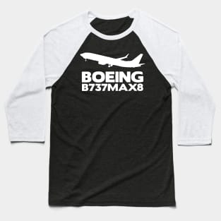 Boeing B737Max8 Silhouette Print (White) Baseball T-Shirt